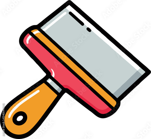 Colorful Putty Knife with Bold Outlines, Ready for Construction Projects