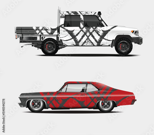 Custom Car Wraps Designs Pickup Truck and Muscle Car