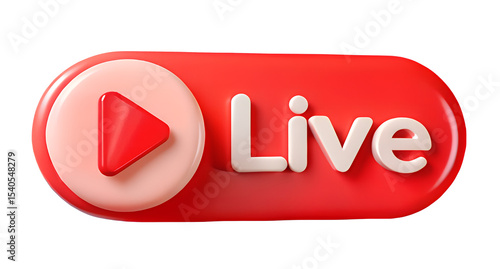3d render illustration of isolated transparent live play button icon
