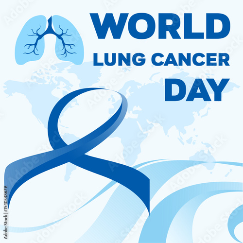 Design Vector World Lung Cancer Day August 1, Template Design Banner, Poster, and Card