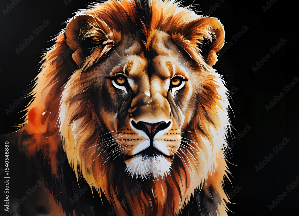 Naklejka premium Lion in a Stunning Kaleidoscope of Hues