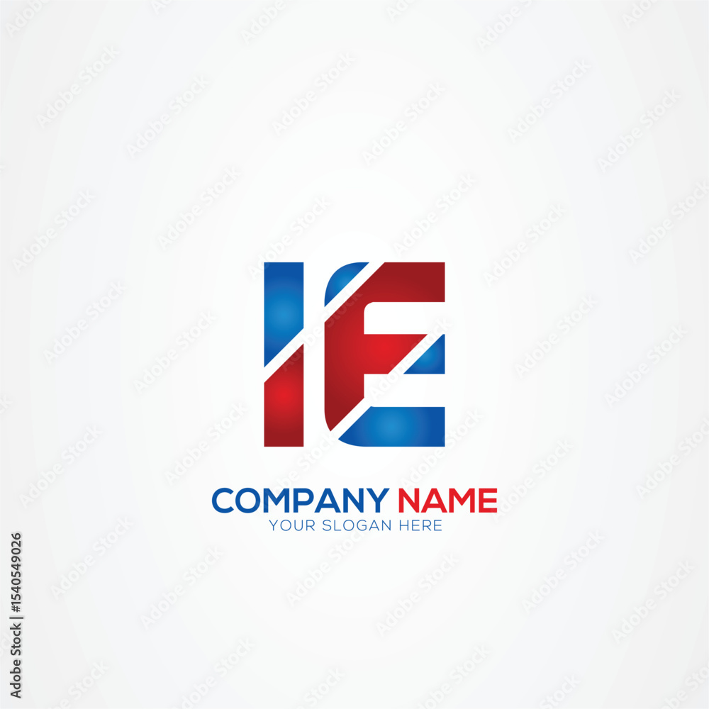 Fototapeta premium IE EI Creative Modern Letters Logo Design Element red and blue