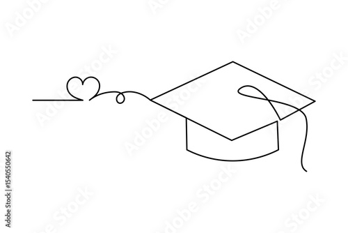 The graduation cap in single line art simply represents success and new beginnings