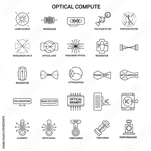 Optical Components: This image showcases a collection of meticulously crafted line drawings representing the intricate components that form the basis of optical computing.