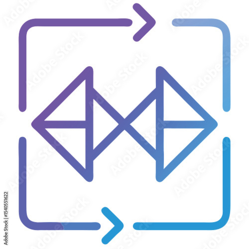 Elevator door open arrows glyph icon. Symbol, logo illustration. Pixel In Blue outline whith white back ground.