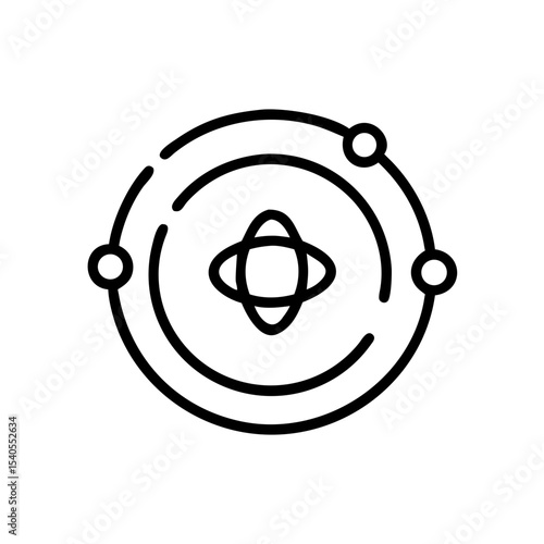 Electron orbit illustration in minimalist line art style  