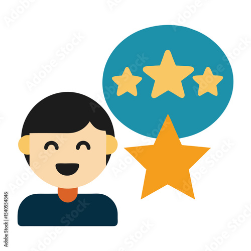 Online Review Stars And Happy Face