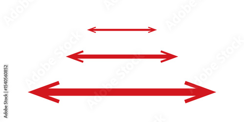Double headed red long arrow set. Dual sided red arrow icon. Vector Formats. Double ended red long arrow illustration. Red outline arrow.