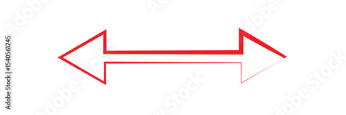 Double headed red long arrow set. Dual sided red arrow icon. Vector Formats. Double ended red long arrow illustration. Red outline arrow.