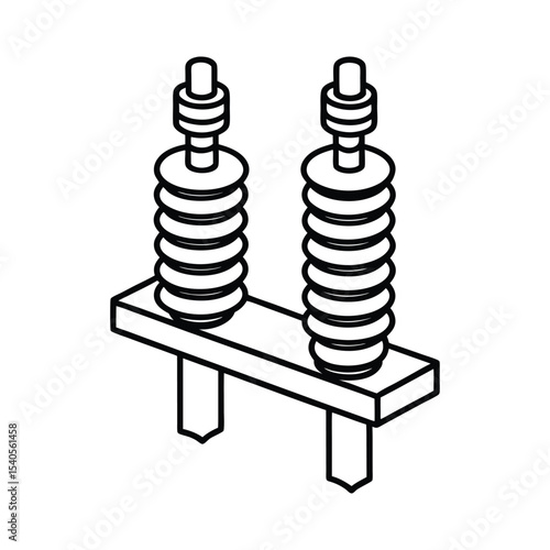 busbar insulators line art on white background