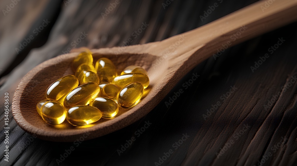 fish oil on spoon with copy space for your design. immunity support capsules, natural vitamins, Health care concept. fish oil on spoon with copy space for your design. immunity support capsules, natural vitamins, Health care concept.