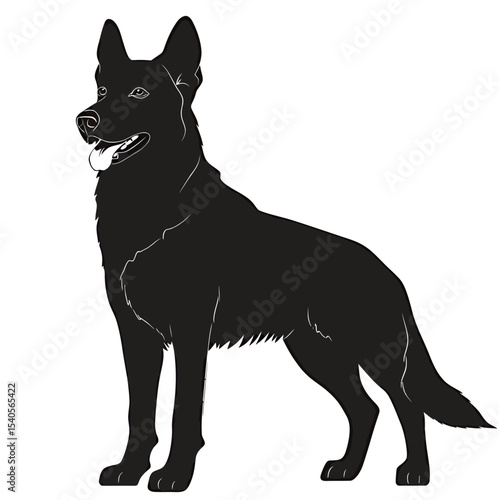Elegant silhouette of a German Shepherd dog standing tall and proud.