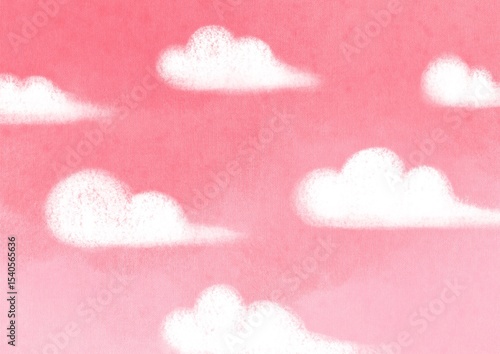 ふわふわした雲の背景素材_ピンク