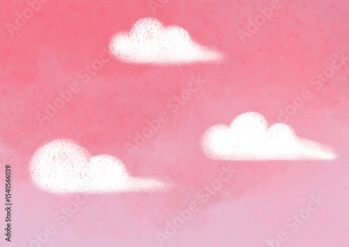 ふわふわした雲の背景素材_ピンク