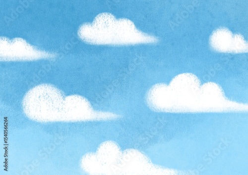 ふわふわした雲の背景素材_ブルー