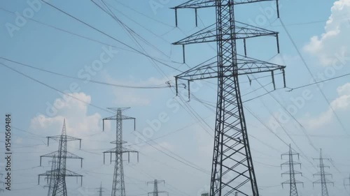 Wallpaper Mural Dramatic Landscape of Power Lines and Electricity Pylons Against Blue Sky Torontodigital.ca