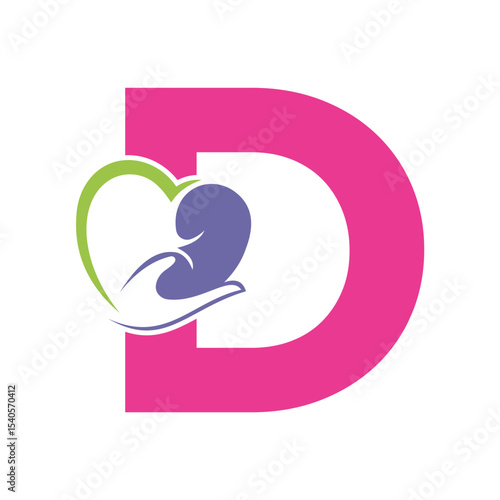 Lungs Love Logo Combine With letter D vector template