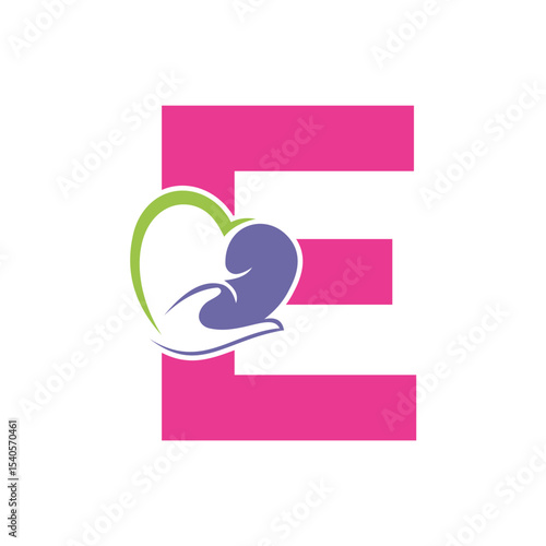 Lungs Love Logo Combine With letter E vector template