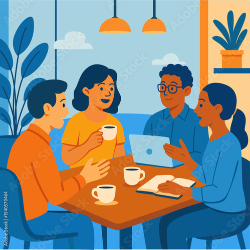 Coffee Shop Discussion, Coffe shop friend meeting talk social icon