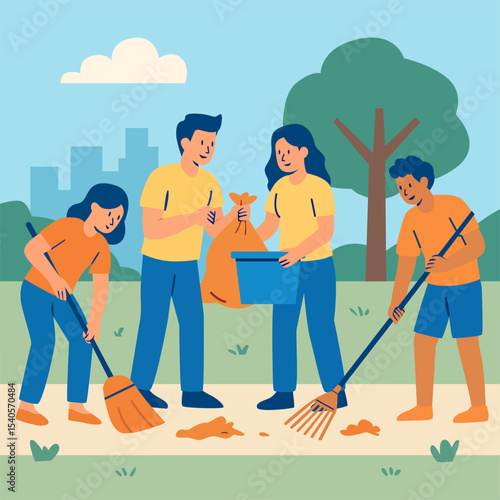 Community clean up volunteers environtment trash icon