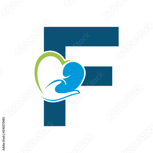 Lungs Love Logo Combine With letter F vector template