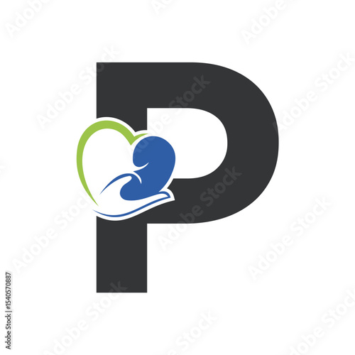 Lungs Love Logo Combine With letter P vector template