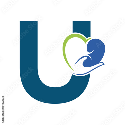 Lungs Love Logo Combine With letter U vector template