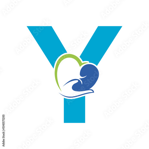 Lungs Love Logo Combine With letter Y vector template
