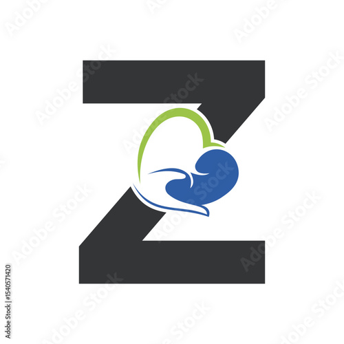 Lungs Love Logo Combine With letter Z vector template