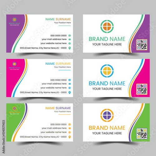 Modern corporate business card design template set.
