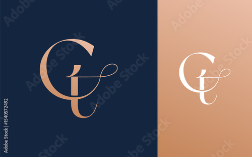 Initial letter CT TC logo design vector illustration for couple, wedding, and business