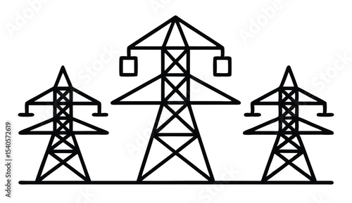 High-Voltage Power Transmission Towers Electricity Grid Infrastructure