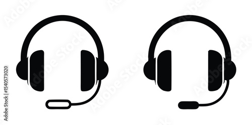 Headset Icons Communication and Support Symbols