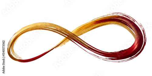 Abstract gold and red infinity symbol isolated on transparent background