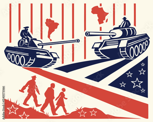Civilians Trapped Between War Tanks Concept Art
