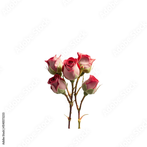 Delicate Pink and Red Spray Roses on Transparent Background
