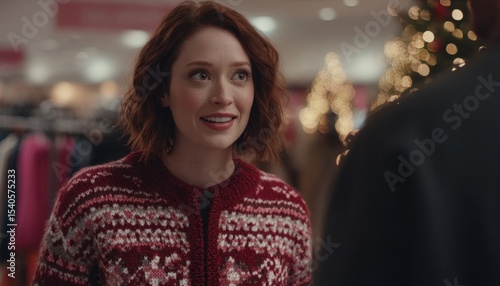 Wallpaper Mural Christmas retail warmth: A captivating image captures the spirit of the festive season, highlighting the intimate connection between two individuals amidst a charming retail environment. Torontodigital.ca