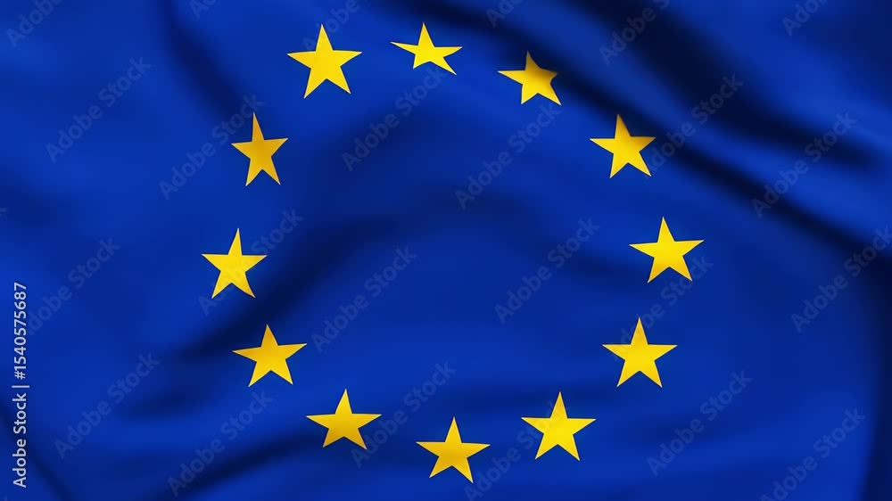 European Union Flag Waving Animation: EU Circle of Stars Symbolizing Unity, Europe & International Cooperation. 4K Video Footage. European Union Flag Waving Animation: EU Circle of Stars Symbolizing Unity, Europe & International Cooperation. 4K Video Footage.