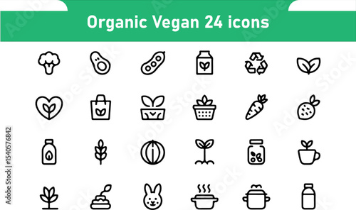 Organic Vegan – 24 Editable Vector Icons