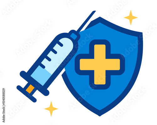 Vaccination and Health Protection Icon – Flat Medical Vector Design