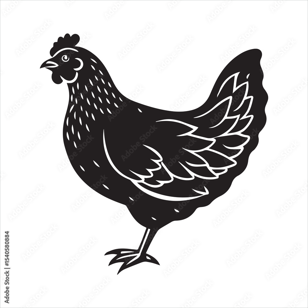Fototapeta premium Chicken silhouette vector illustration, logo sticker