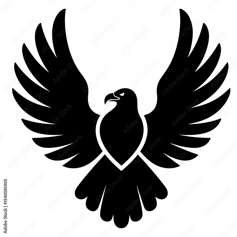 Obraz premium Black Eagle Wings Spread Vector Illustration Design Element