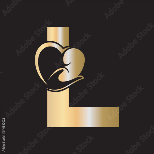 Lungs Love Logo Combine With letter L vector template