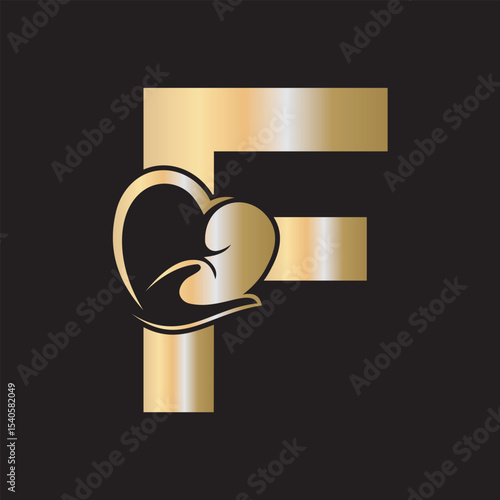 Lungs Love Logo Combine With letter F vector template