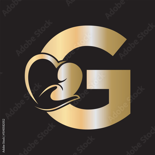Lungs Love Logo Combine With letter G vector template
