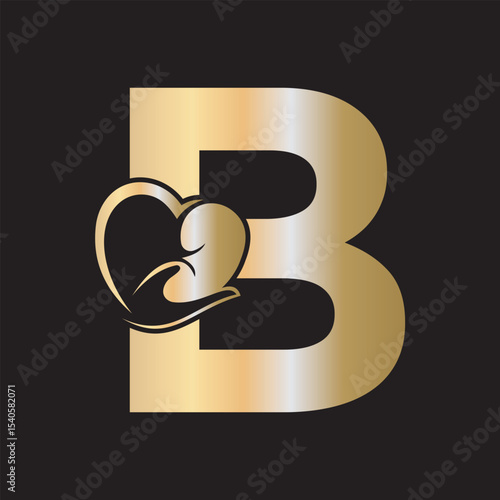 Lungs Love Logo Combine With letter B vector template