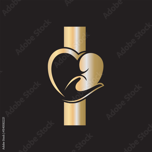 Lungs Love Logo Combine With letter I vector template