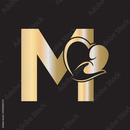 Lungs Love Logo Combine With letter M vector template