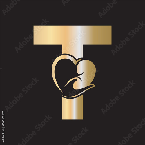 Lungs Love Logo Combine With letter T vector template