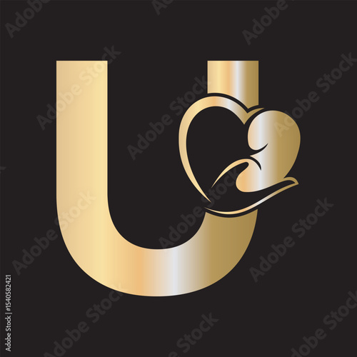 Lungs Love Logo Combine With letter U vector template
